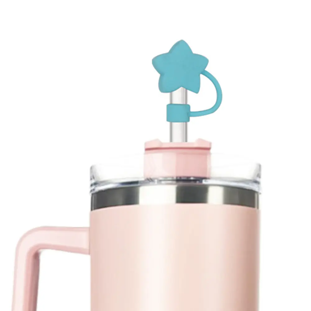 4Pcs Silicone Star Straw Covers 10mm Straw Tips Protectors Dust-Proof Drinking Caps Straws Stopper for Stanley 30/40oz Tumbler