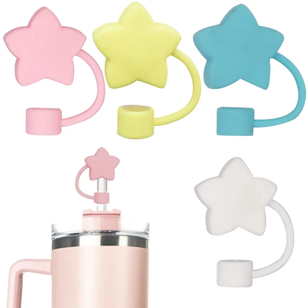 4Pcs Silicone Star Straw Covers 10mm Straw Tips Protectors Dust-Proof Drinking Caps Straws Stopper for Stanley 30/40oz Tumbler