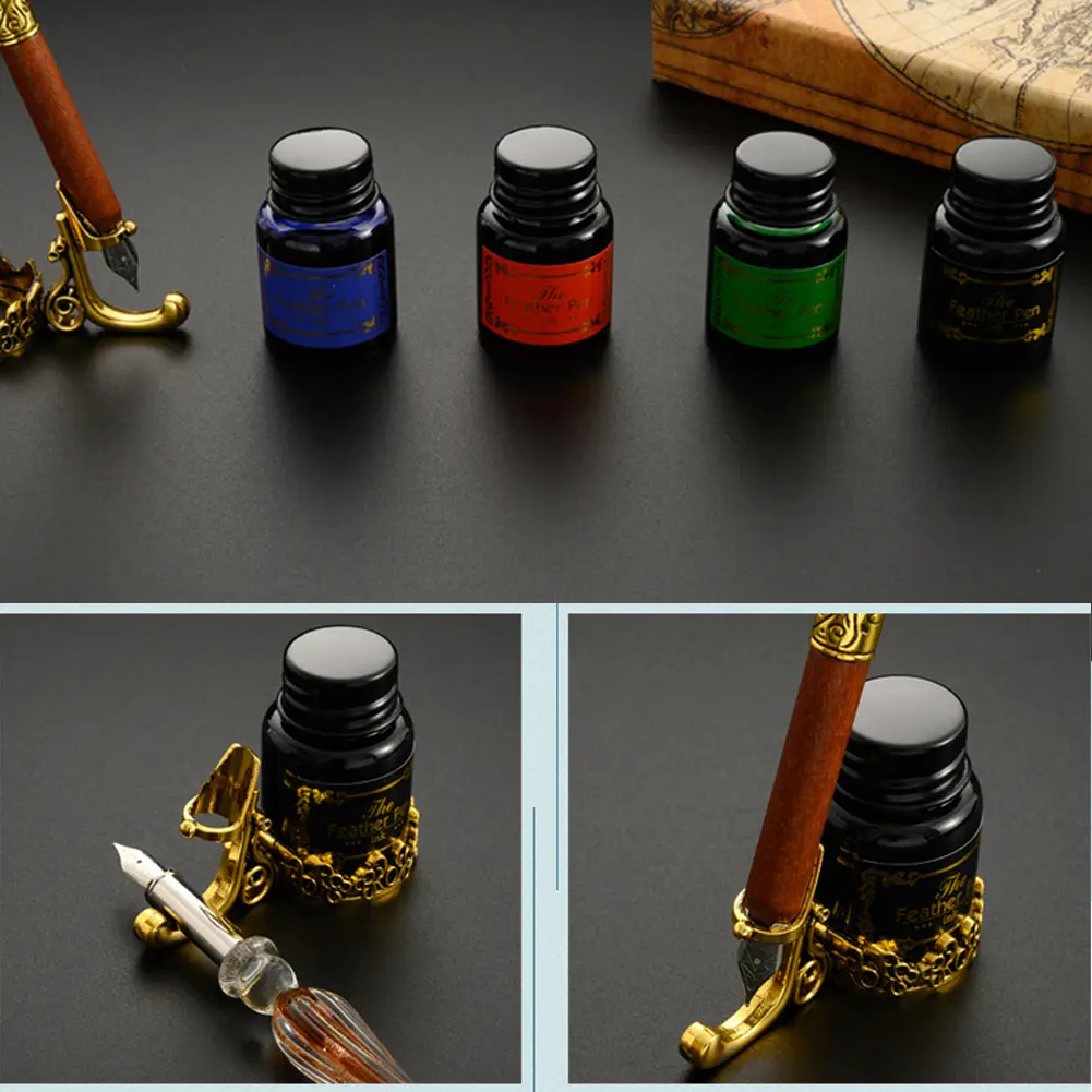 Dip Pen Set Retro Star Starry Sky Glass Fountain Student English Ink Calligraphy Pen Birthday Stationery Gift