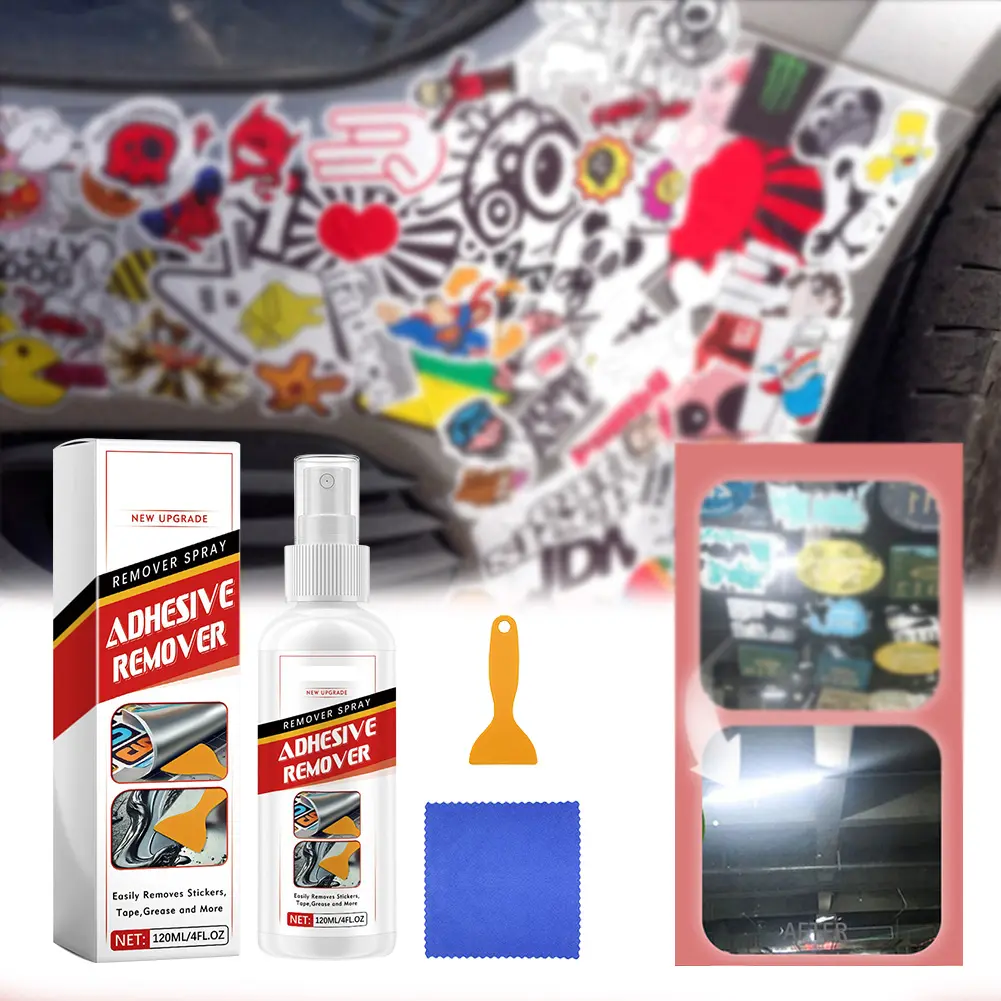 Surface-Safe Glue Remover with Plastic Scraper Decal Remover Car Sticker Remover Spray for Gum Spray Paint Asphalt