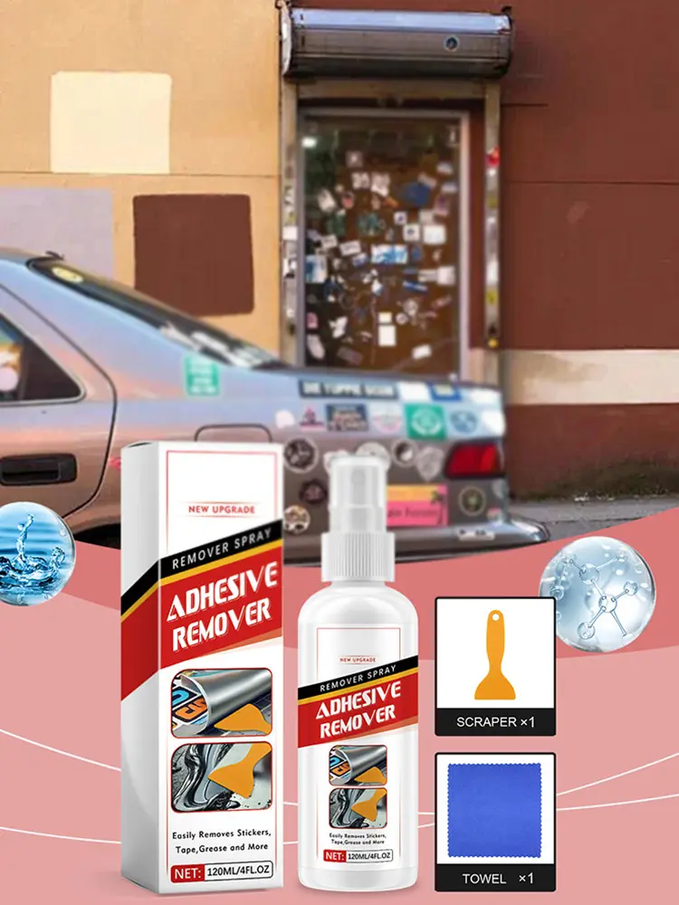 Surface-Safe Glue Remover with Plastic Scraper Decal Remover Car Sticker Remover Spray for Gum Spray Paint Asphalt