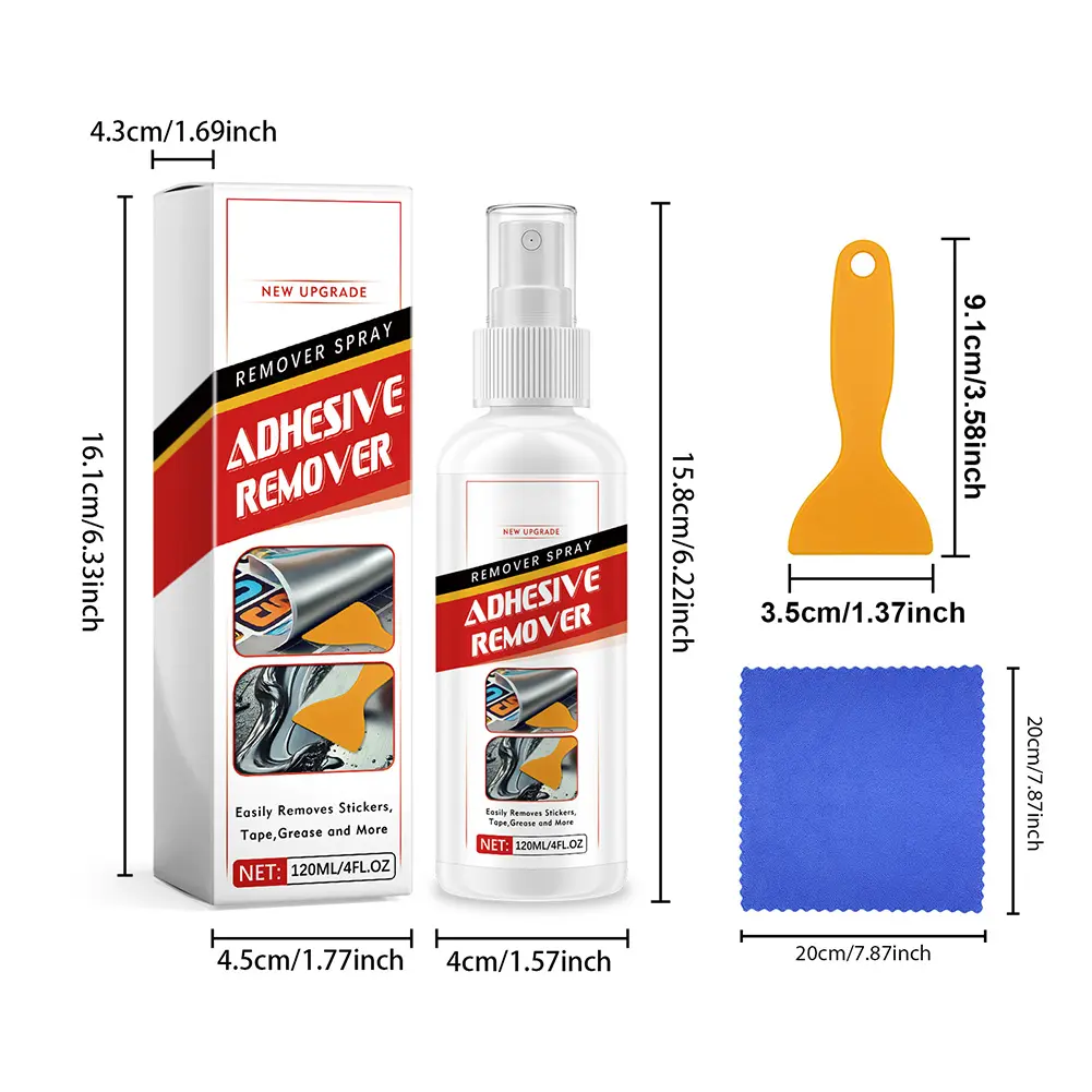 Surface-Safe Glue Remover with Plastic Scraper Decal Remover Car Sticker Remover Spray for Gum Spray Paint Asphalt