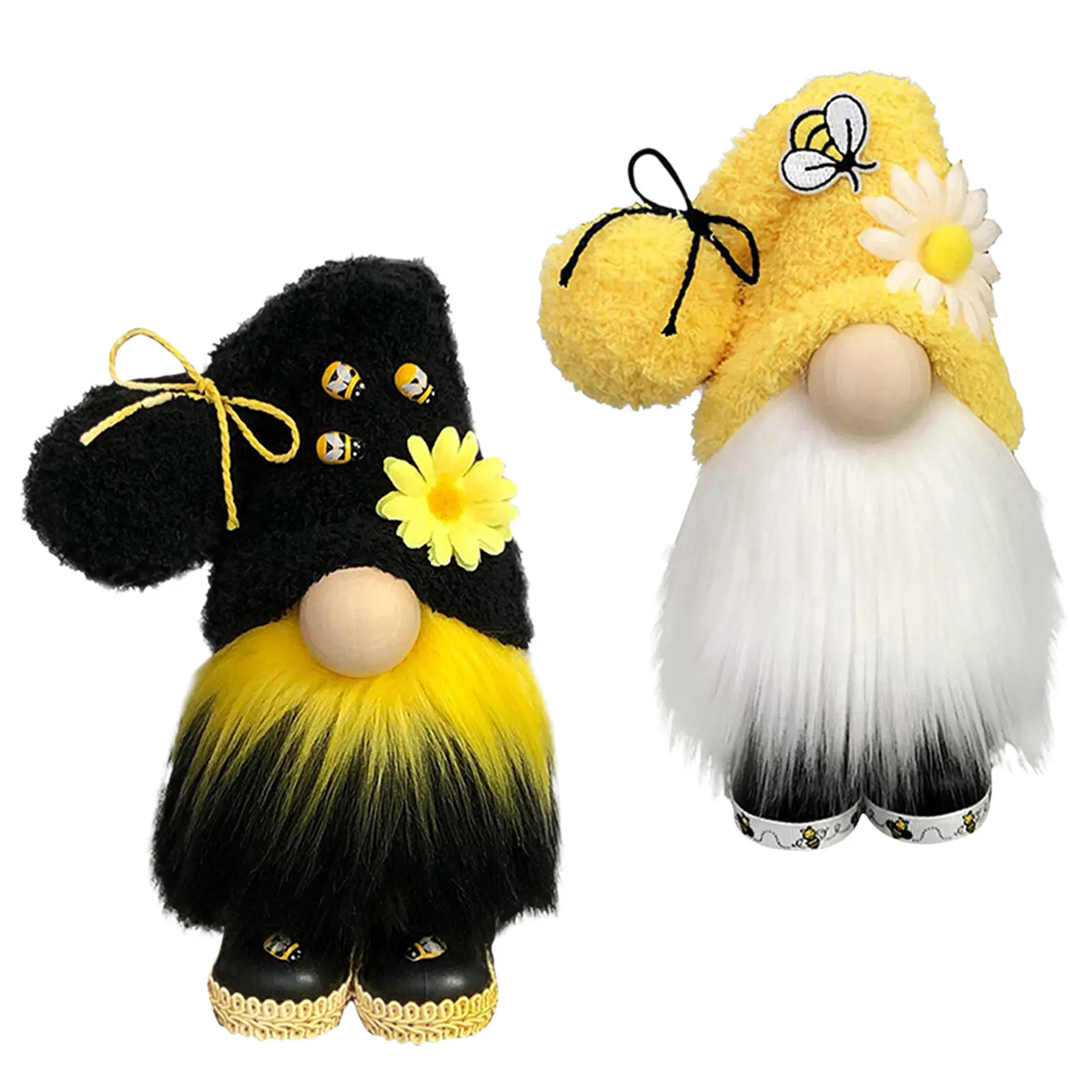 Sunflowers Gnome Bee Elf Plush Doll, Faceless Nisse Swedish Dwarf Tomte Decor