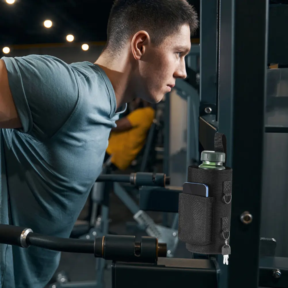 Magnetic Water Bottle Bag Holder Gym Bag Phone Holder with Shoulder Strap Gym Accessories Organizer for Men Women