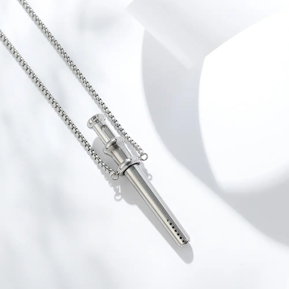 Breathing Resistance Whistle Necklace Stainless Steel Mindful Breathing Necklace Meditation Jewelry for Anxiety & Stress Relief