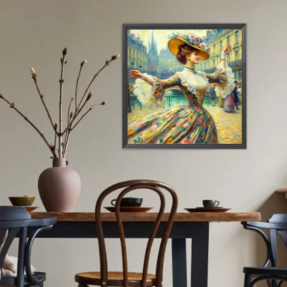 5D DIY Full Round Drill Girl Diamond Painting Kit 40x40cm Diamond Art Painting Kits Adult Craft Mosaic Paintings Home Decor