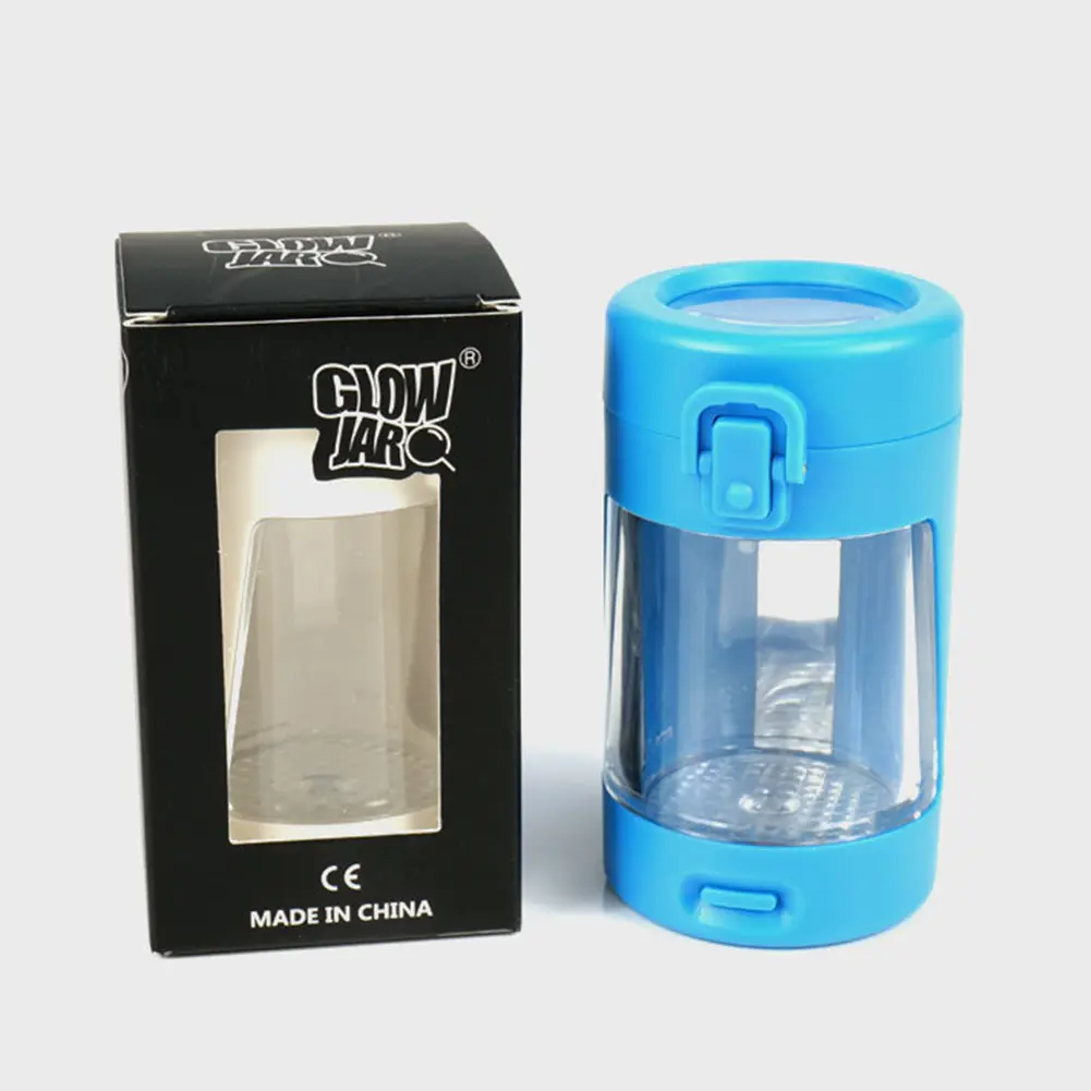 LED Lights Storage Container USB Rechargeable 50ml Sealed Box Moisture-proof Herb Container with Magnifying Lid Fathers Day Gift