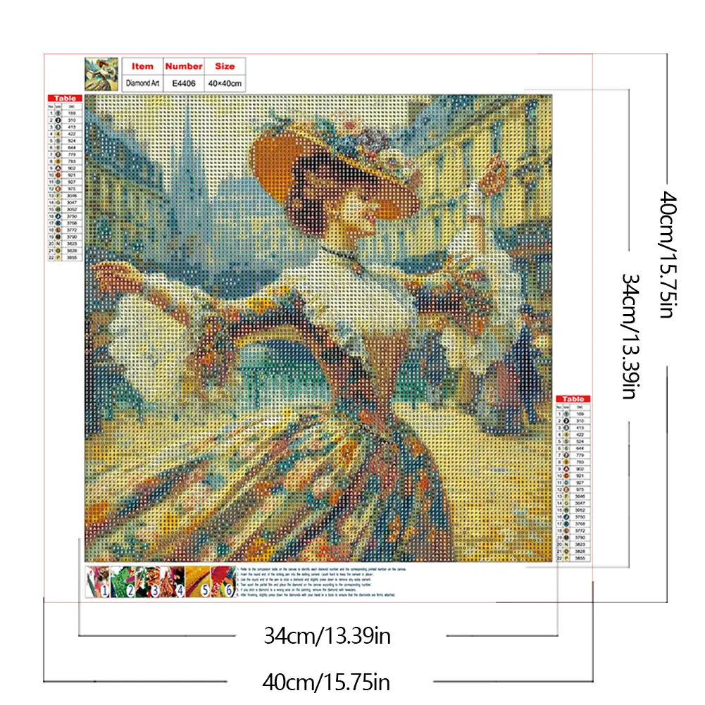 5D DIY Full Round Drill Girl Diamond Painting Kit 40x40cm Diamond Art Painting Kits Adult Craft Mosaic Paintings Home Decor