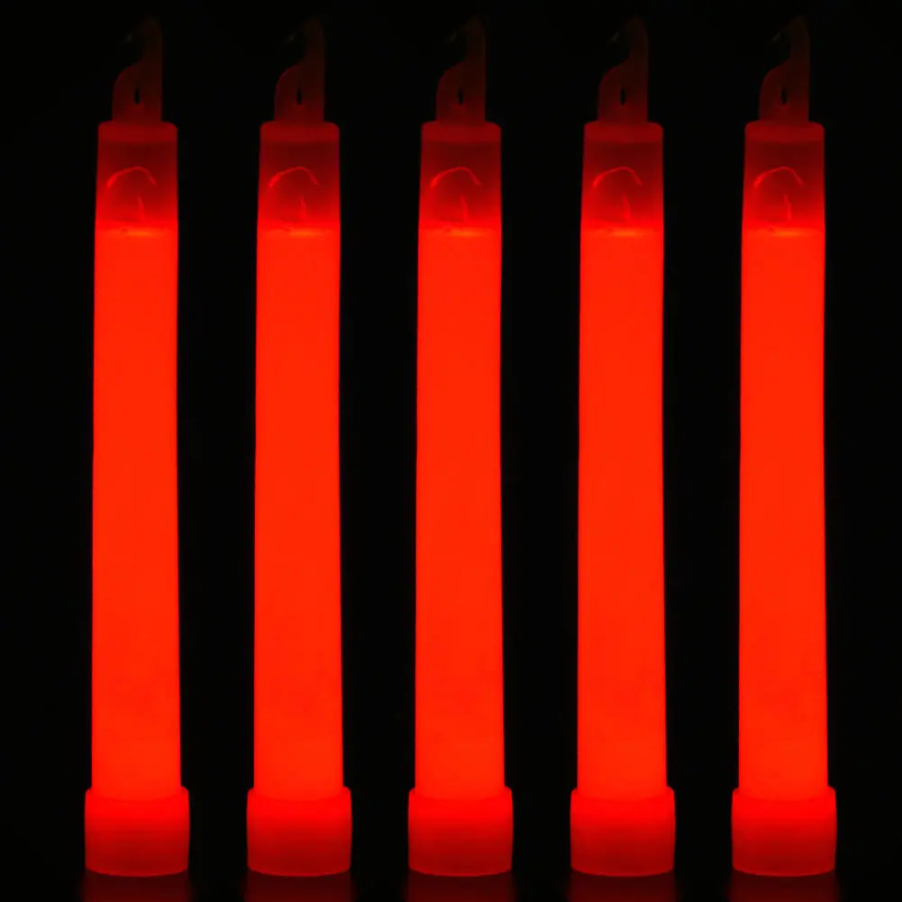 10pcs Camping Glow Sticks Waterproof 6 Inch Concert Party Light Stick with Hook Non-toxic Hiking Camping Equipment