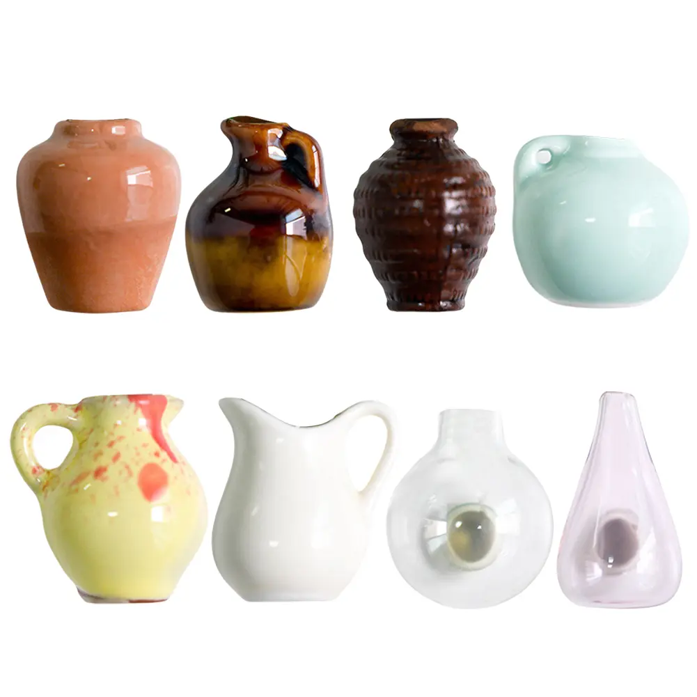 5/6/8/14pcs DIY Vase Magnet Fridge Ceramic Vase Fridge Magnets 3D Plant Flower Vase Refrigerator Magnet Home Kitchen Decor