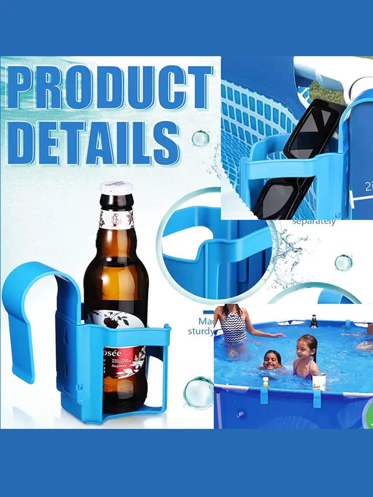 Plastic Drinks Cup Holder for Above Ground Swimming Pool No Spill Drink Holder for 2 Inch Or Less Poolside Round Top Bar