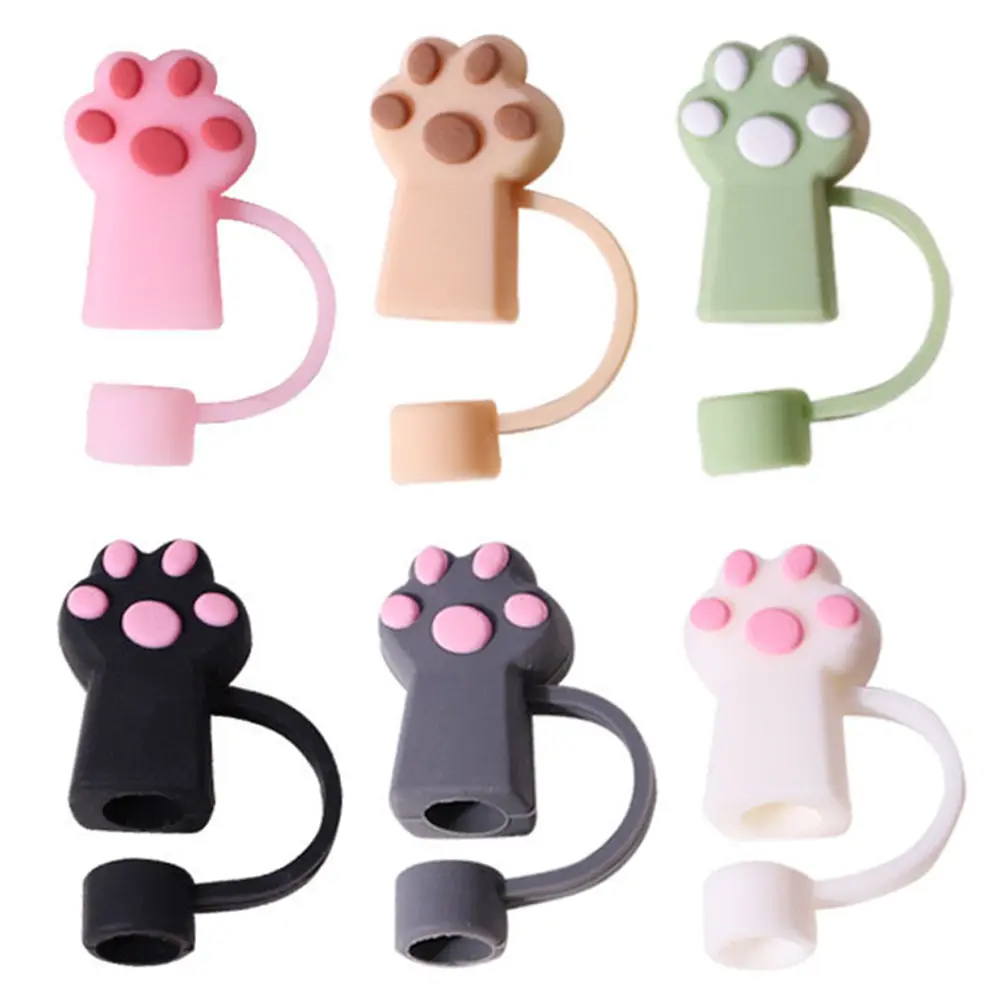 6Pcs Silicone Cat Paw Straw Caps 10mm Cat Paw Straw Toppers Dust-Proof Funny Tumbler Straw Toppers for Stanley 30&40 Oz Tumbler