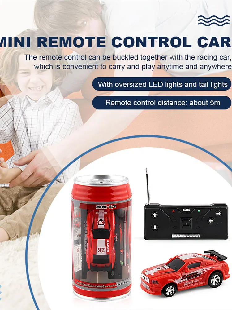 Coke Can Remote Control Racing Vehicle Battery Operated Plastic RC Racing Car with Roadblocks RC Racing Drift Car Christmas Gift