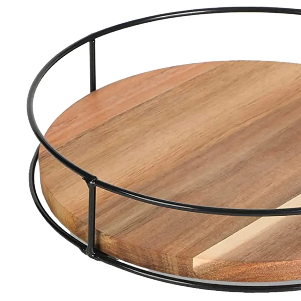 360 Degree Rotating Countertop Storage Rack Versatile Condiment Organizer Round Wooden for Home Kitchen Pantry