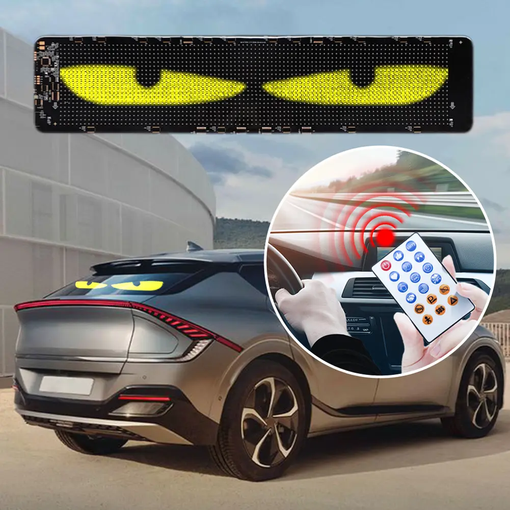 LED Car Dynamic Devil Eye Light Remote Control Car Flexible Display Panel Night Light Bluetooth-Compatible for Store/Bar/Trucks