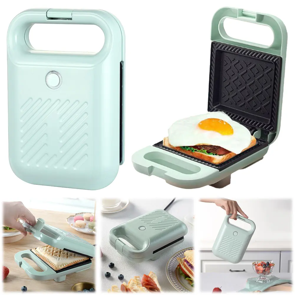 Electric Sandwich Maker Bread Presser with Non-Stick Coating Home Toaster Light Food Making Machine for Meat Beef Omelette