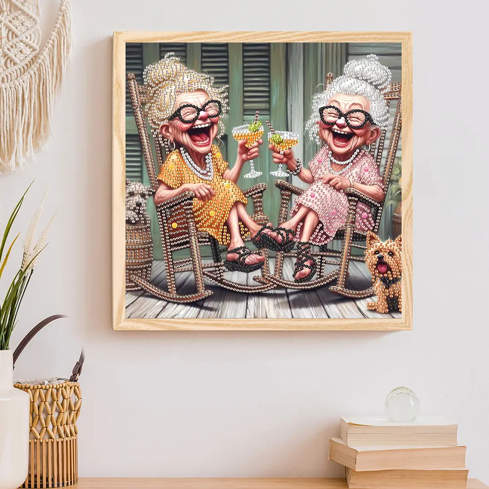 5D DIY Partial Special Shaped Drill Diamond Painting Kit Funny Granny Decoration