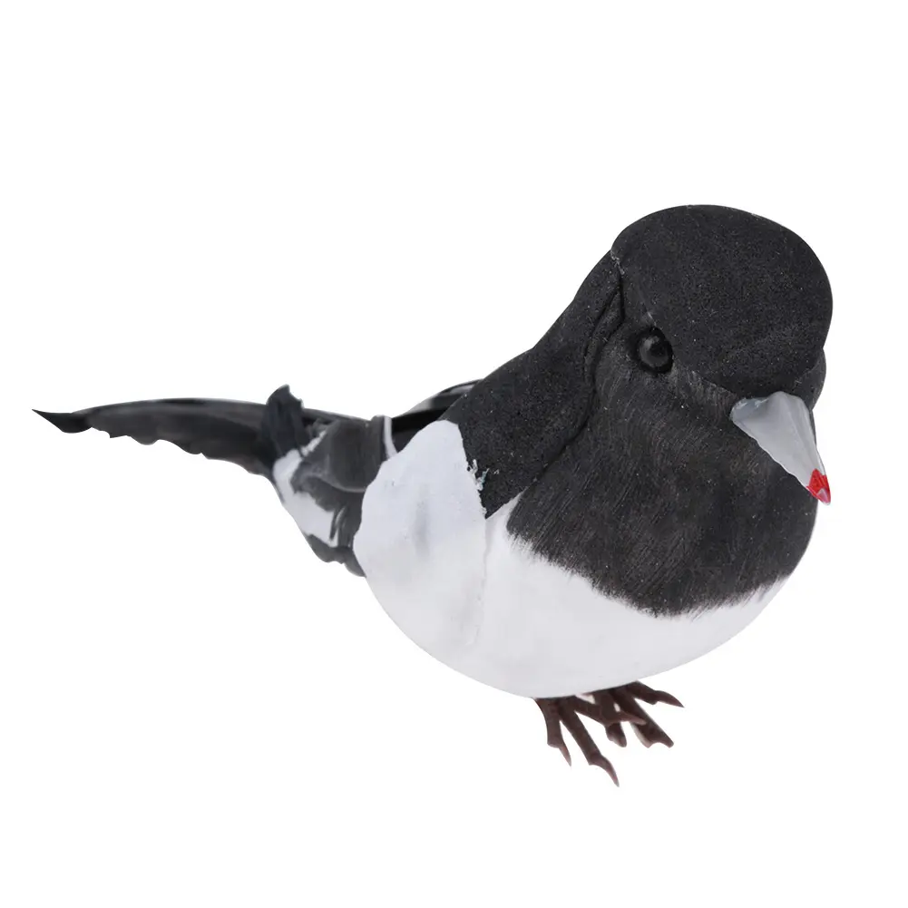 DIY Artificial Magpie with Claw Fluffy Foam Birds Home Ornaments Black White Props Magpie 16cm/6.3inch Garden Wedding Decoration