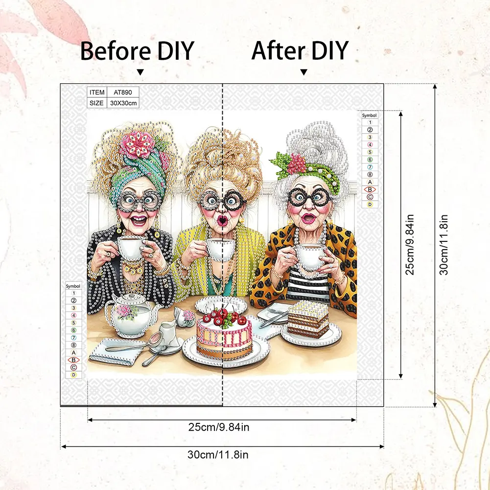 5D DIY Partial Special Shaped Drill Diamond Painting Kit Funny Granny Decoration