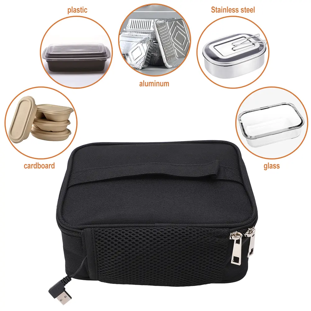 USB Camping Electric Lunch Box 2.7L Heater Container Packet Oxford Fabric Thermal Bag Thermal Heater Pouch for Car Travel Picnic