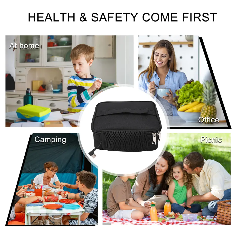 USB Camping Electric Lunch Box 2.7L Heater Container Packet Oxford Fabric Thermal Bag Thermal Heater Pouch for Car Travel Picnic