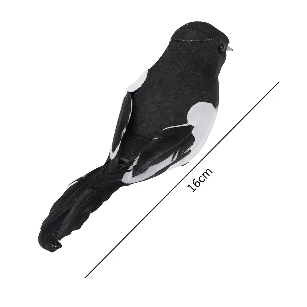 DIY Artificial Magpie with Claw Fluffy Foam Birds Home Ornaments Black White Props Magpie 16cm/6.3inch Garden Wedding Decoration