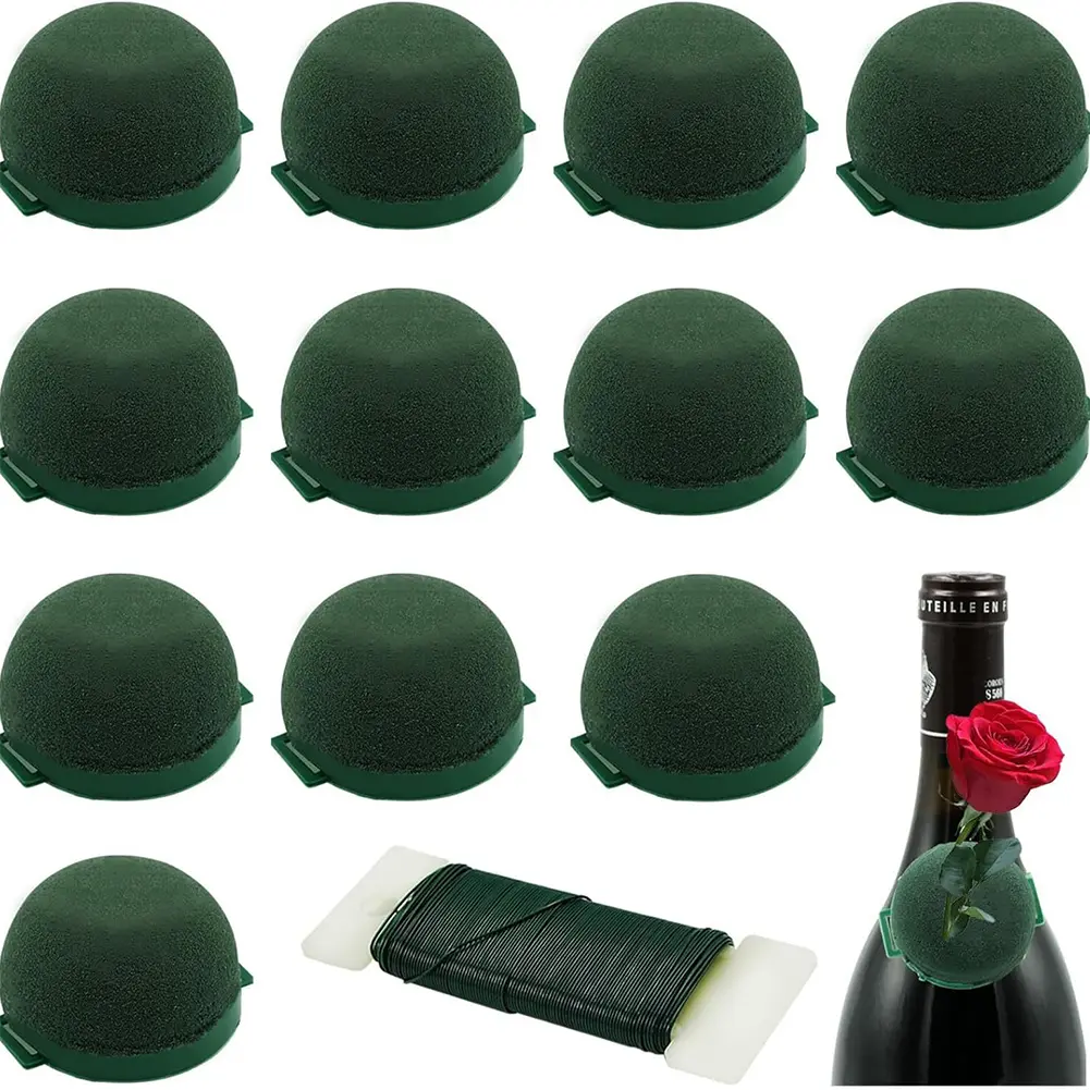 12Pcs Round Floral Foam Mini Flower Foam Holder Flower Arrangements Foam Green Floral Foam for Wine Bottle Decor