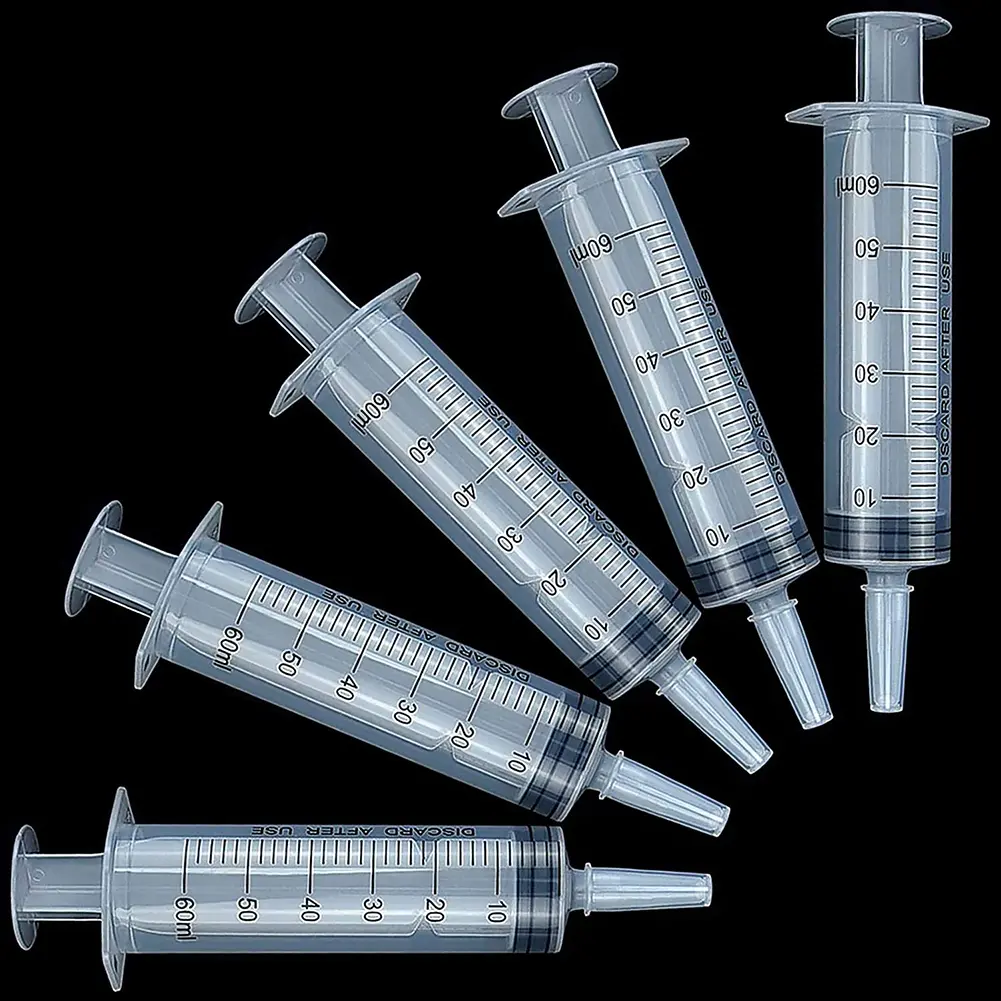 60ml Measuring Syringe Glue Filling Enema Syringe Nutrient Sterile Without Needle Watering Refilling for Industrial Hydroponics