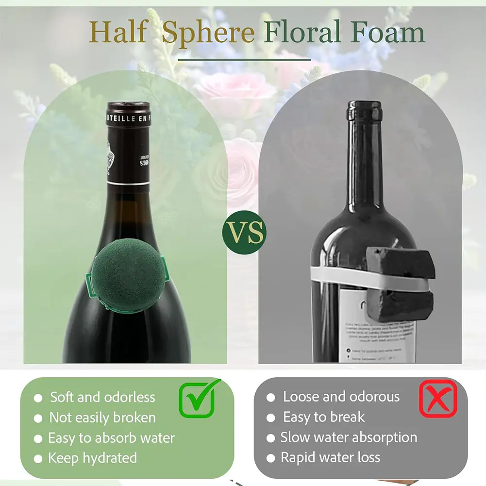 12Pcs Round Floral Foam Mini Flower Foam Holder Flower Arrangements Foam Green Floral Foam for Wine Bottle Decor