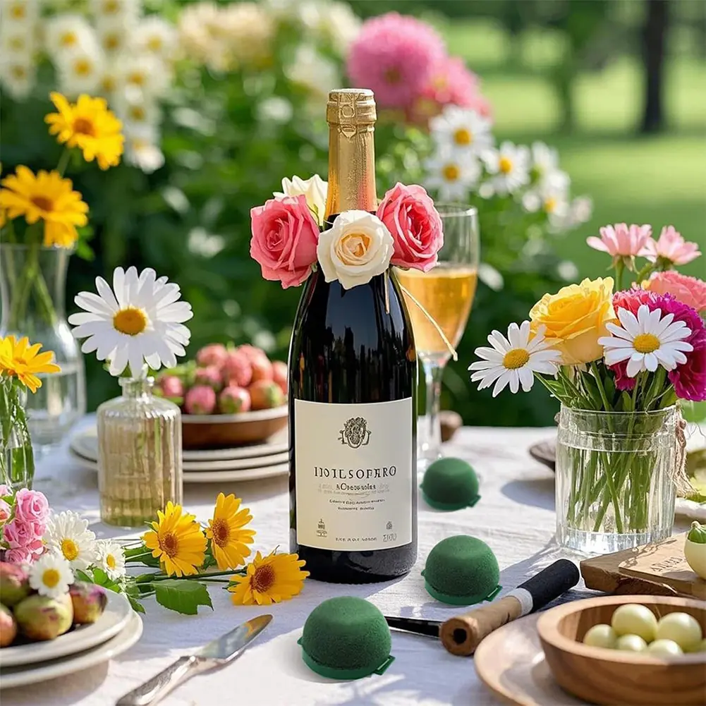 12Pcs Round Floral Foam Mini Flower Foam Holder Flower Arrangements Foam Green Floral Foam for Wine Bottle Decor