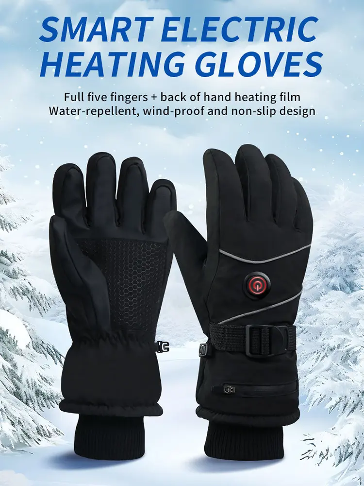 DC Plug in Heating Thermal Gloves 3 Heat Levels Heated Gloves Winter Ski Gloves Waterproof Touch Screen Windproof Heated Gloves