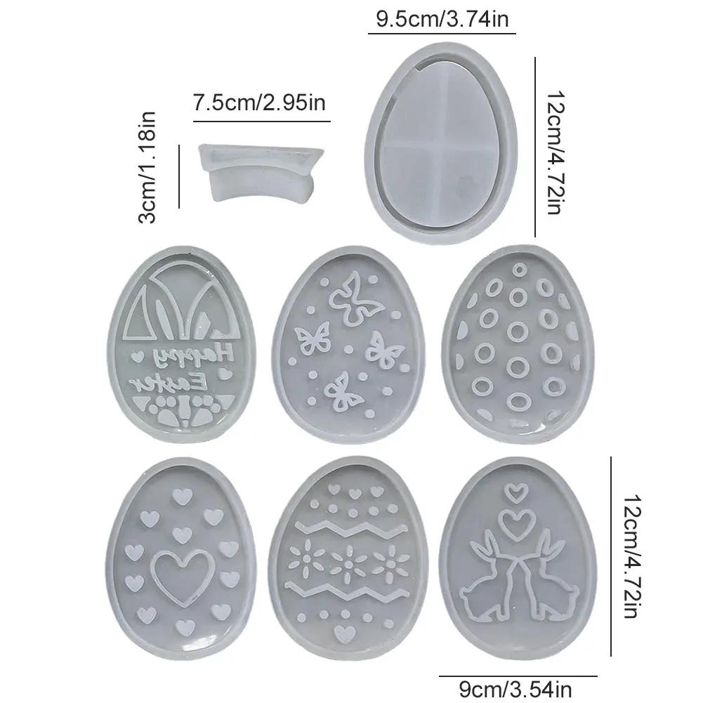 2/3/4/6/8pcs Hollow Easter Egg Rabbit Lamp Silicone Mold DIY Silhouette Gypsum Candle Base Plaster Mold for Home Decoration