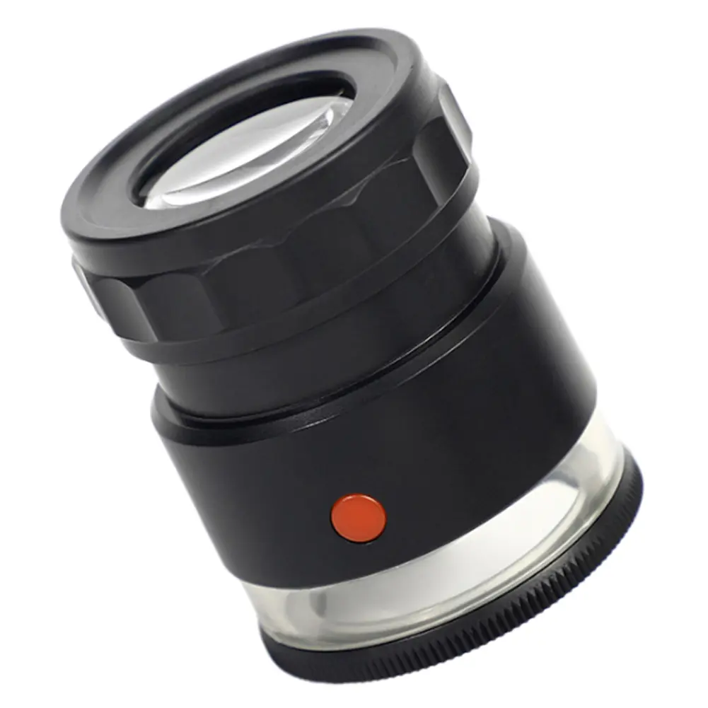 10X Cylinder Magnifier Auto Focus LED Luminous UV Illuminated Magnifying Glass for Jewellery Textile Coins Stamp Plate Gemstones