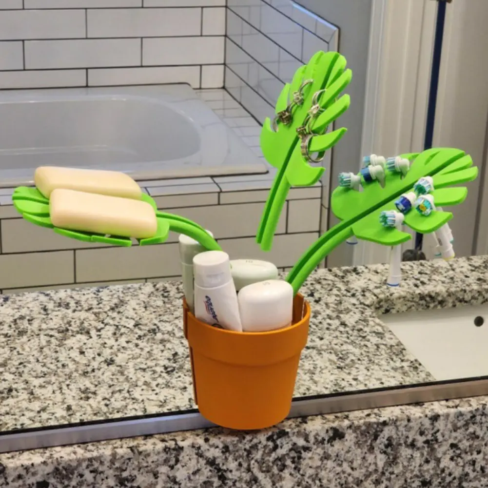 3/2/1pcs Monstera Toothbrush Holder Toothbrush Organizer Multifunctional Wall Mounted Storage Rack Decorative for Bathroom