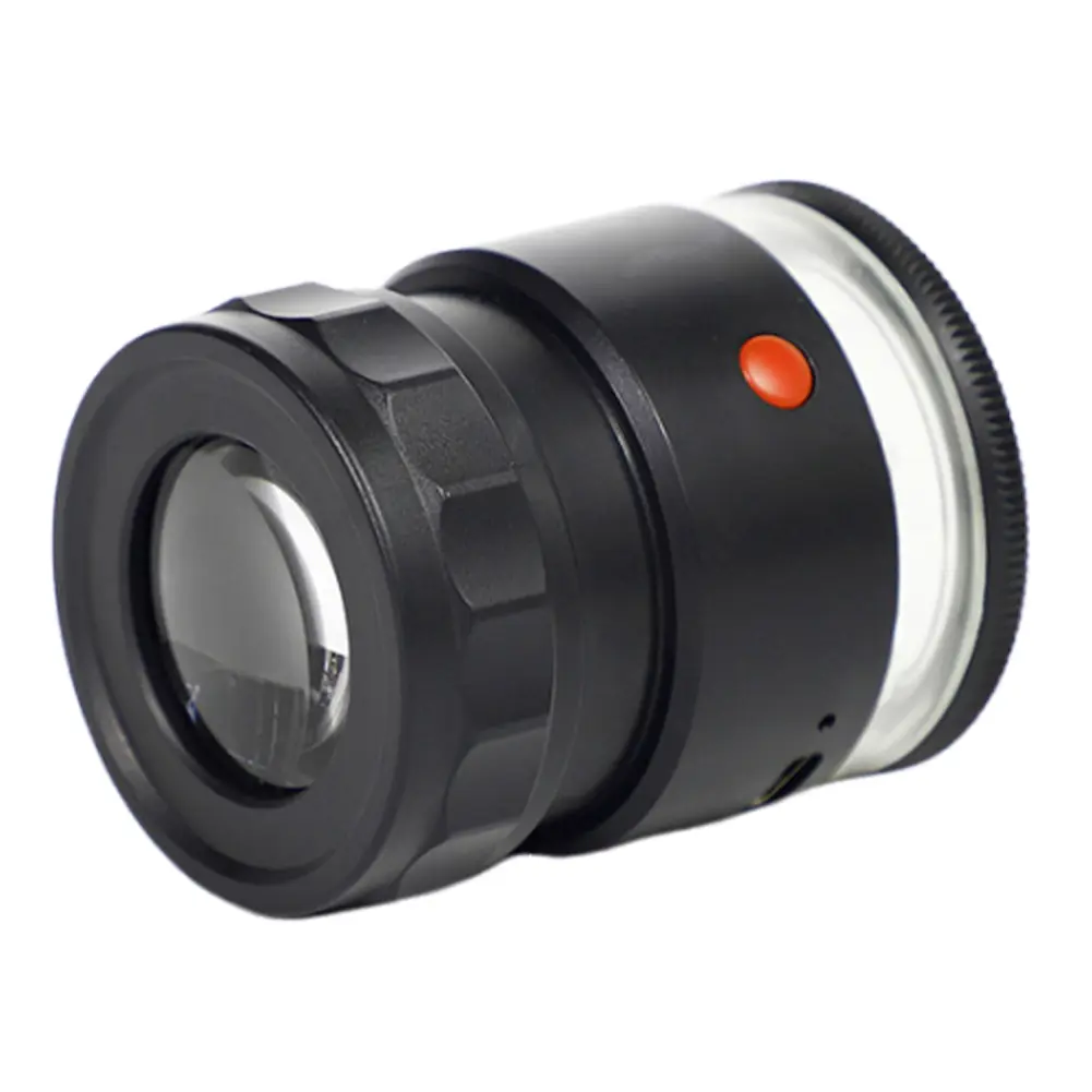 10X Cylinder Magnifier Auto Focus LED Luminous UV Illuminated Magnifying Glass for Jewellery Textile Coins Stamp Plate Gemstones