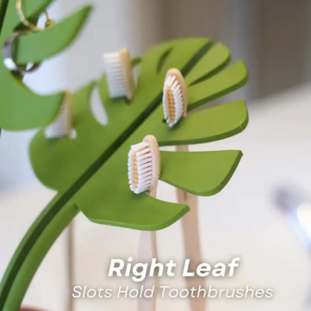 3/2/1pcs Monstera Toothbrush Holder Toothbrush Organizer Multifunctional Wall Mounted Storage Rack Decorative for Bathroom
