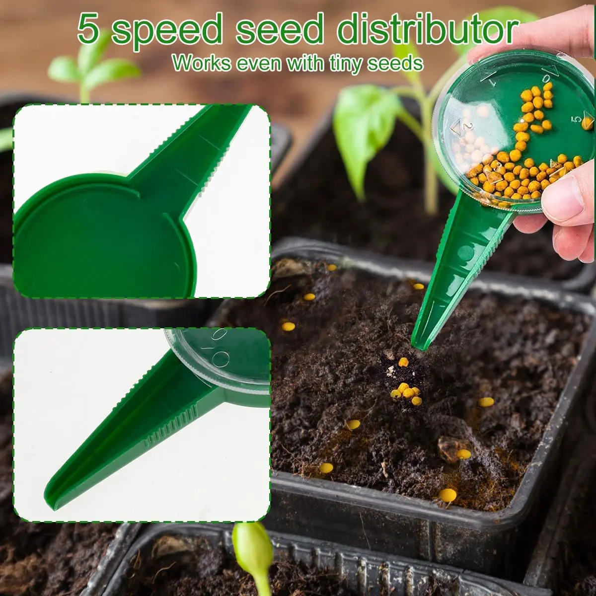 9/1Set Gardening Plastic Mini Seed Spreader Flower Plant Seed Sower with Tools Sowing Helper Manual Sowfor Garden Planting Tool