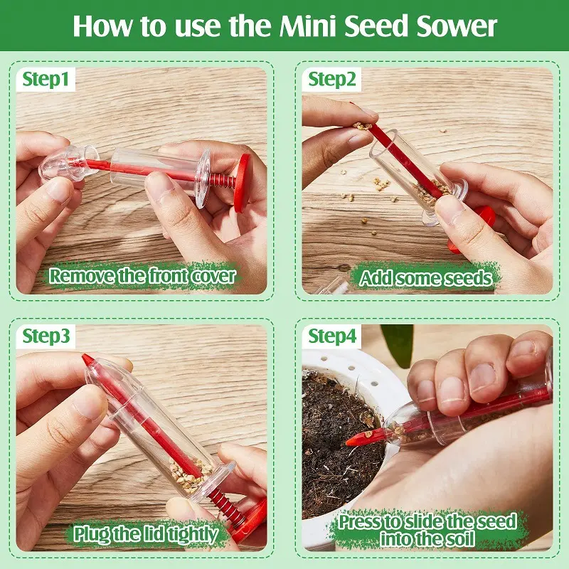 9/1Set Gardening Plastic Mini Seed Spreader Flower Plant Seed Sower with Tools Sowing Helper Manual Sowfor Garden Planting Tool