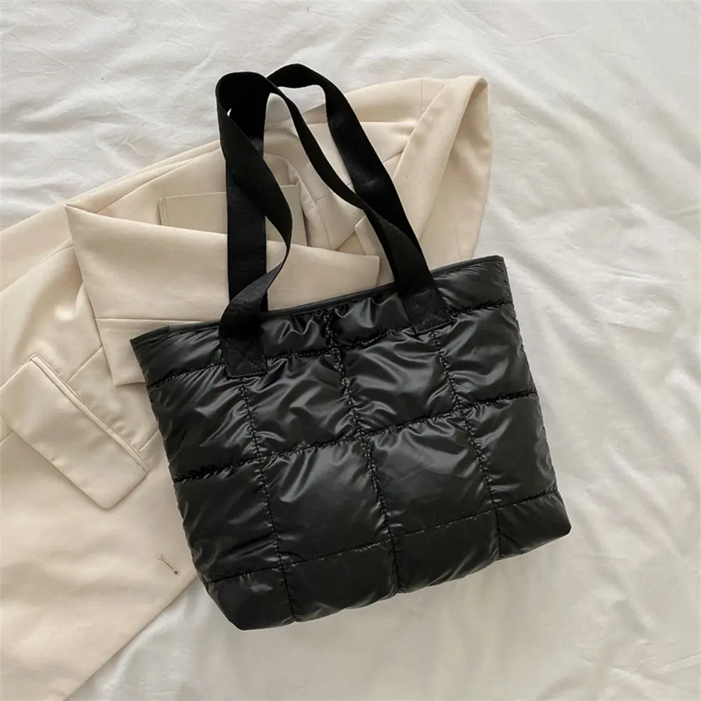 Fashion Ladies Tote Handbags Large Capacity Cotton Padded Purses Handbags Rhombus Shopping Bag Quilted Solid for Leisure Travel
