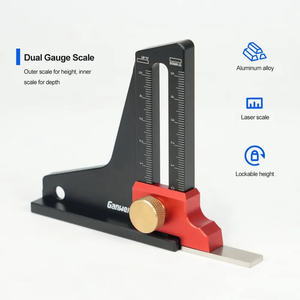 Woodworking Adjustable Height Depth Measuring ToolMini Height Gauge Depth Gauge for Milling Cutter Trimming Machine Saw Blade