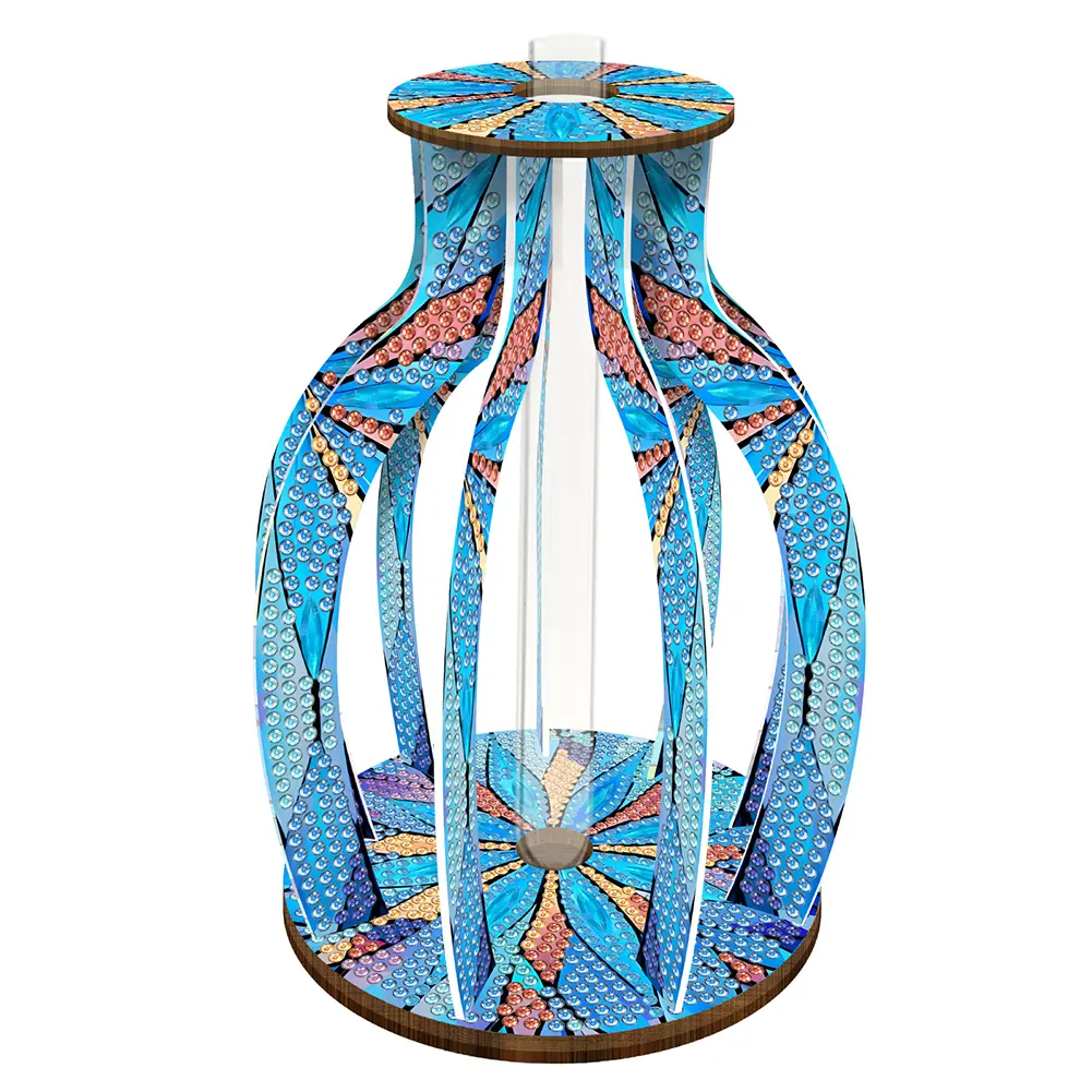 Wood Blue Pink Diamond Painting Home Decors 5D DIY Art Flower Vase Rhinestones Desktop Ornaments for Adults Beginner