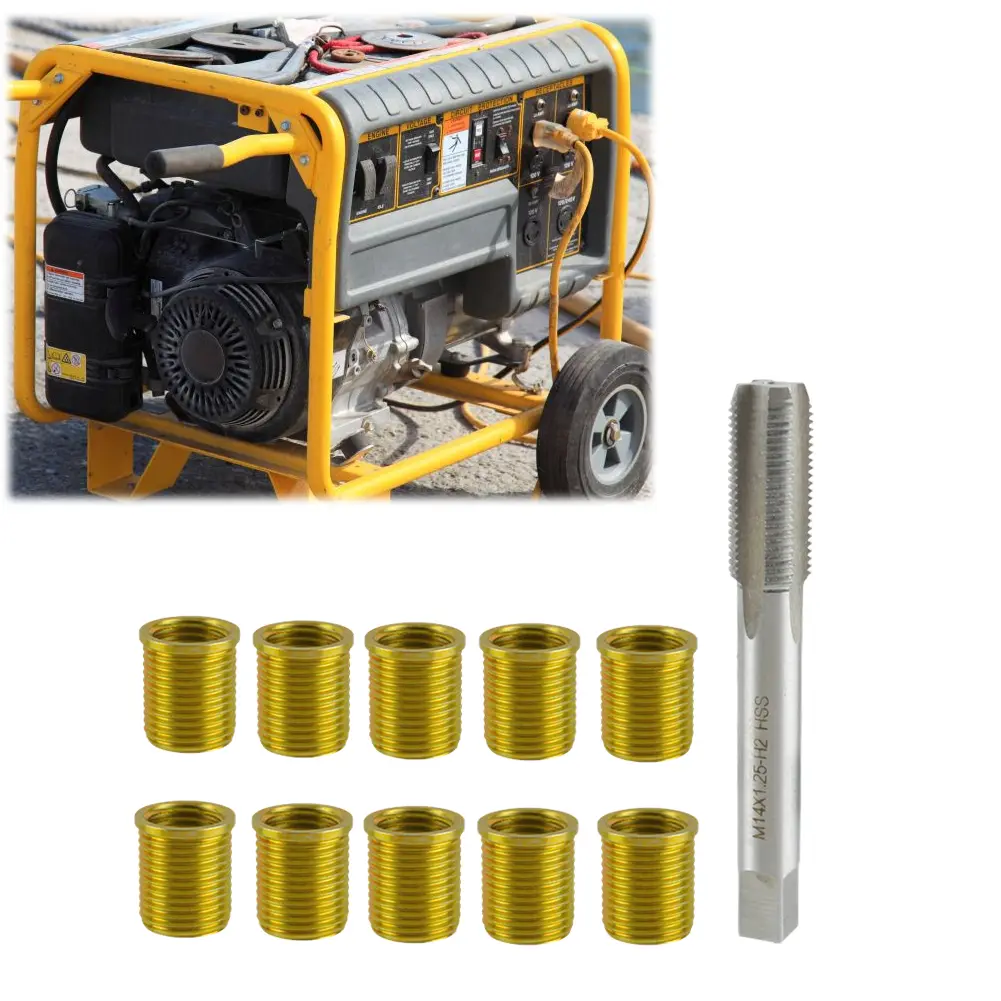 Cylinder Head Rethreaded Kit M12x1.25 Inserts & M14x1.25 Tap Kit Spark Plug Thread Repair Tools Tap Spark Plug for Car Engine