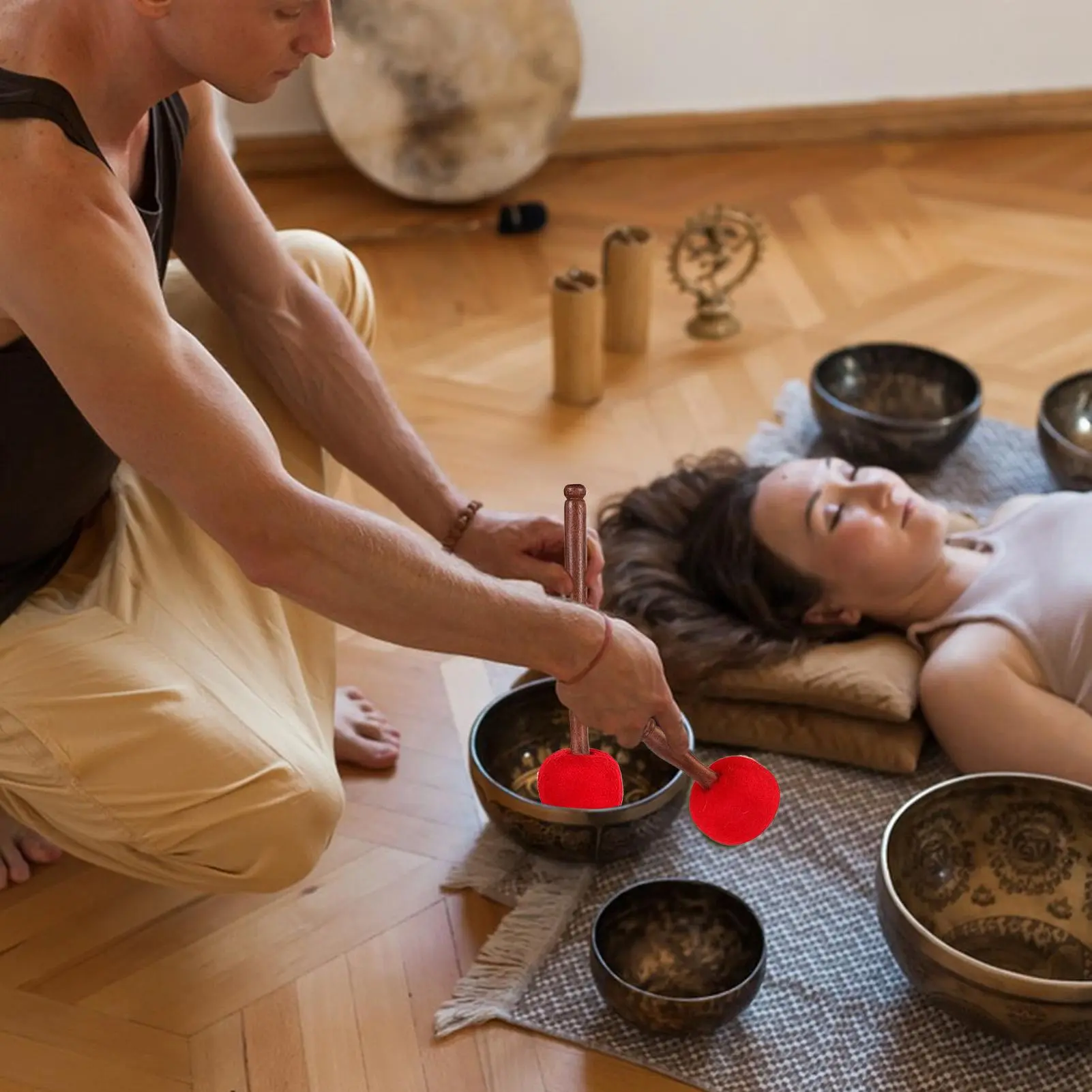 Chanting Bowl Mallet Yoga Meditation Sound Bowl Mallet Wooden Energy Cleansing Tools Musical Instruments For Home Decor