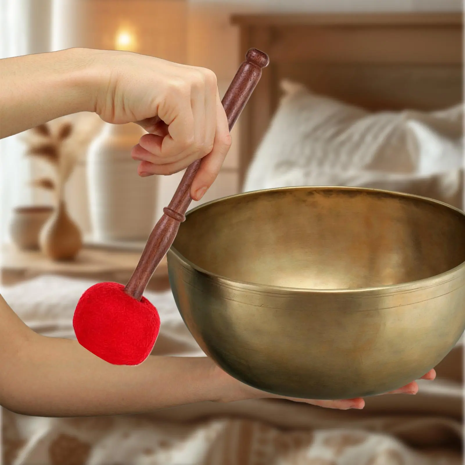 Chanting Bowl Mallet Yoga Meditation Sound Bowl Mallet Wooden Energy Cleansing Tools Musical Instruments For Home Decor
