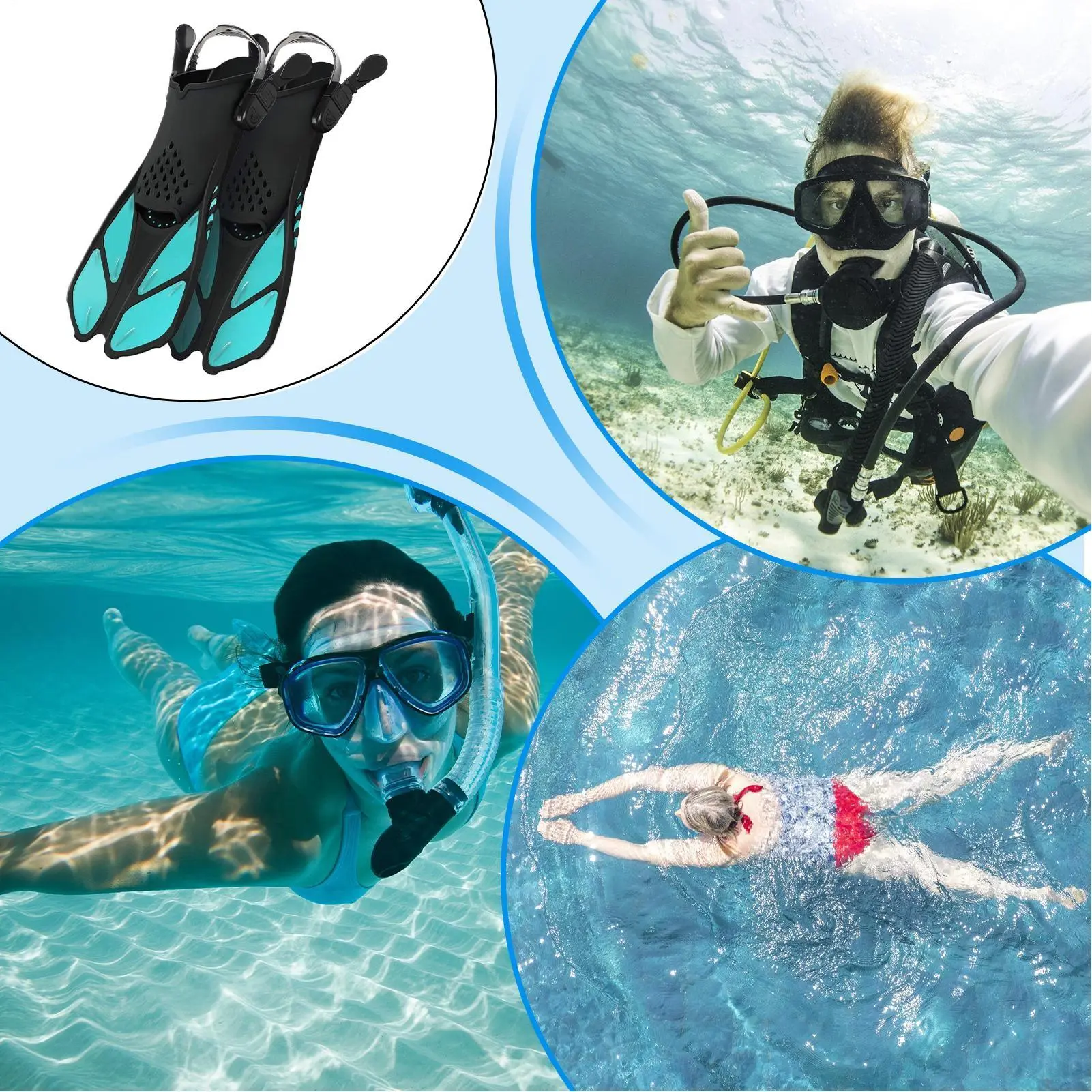 Swim Flippers Training Fins For Adults Adjustable Equipment Flippers For Snorkeling Training Exercise Swimming Diving Women Men