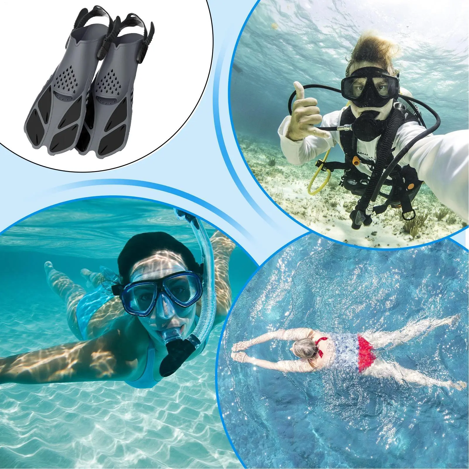 Swim Flippers Training Fins For Adults Adjustable Equipment Flippers For Snorkeling Training Exercise Swimming Diving Women Men