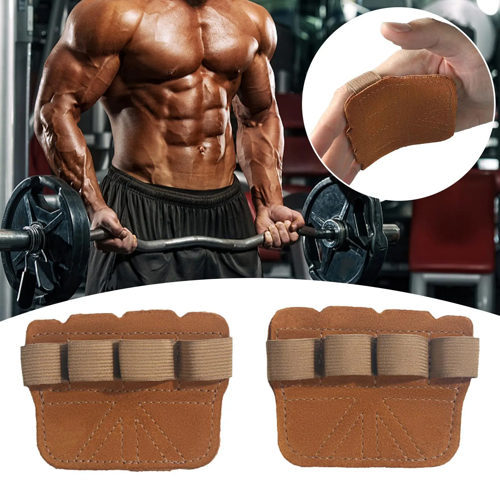 Weight Lifting Gloves Palm Protection Lifting Gloves Anti-Slip Four-Finger Pull Up Mitts Hand Protective Gear For Kettlebell Gym