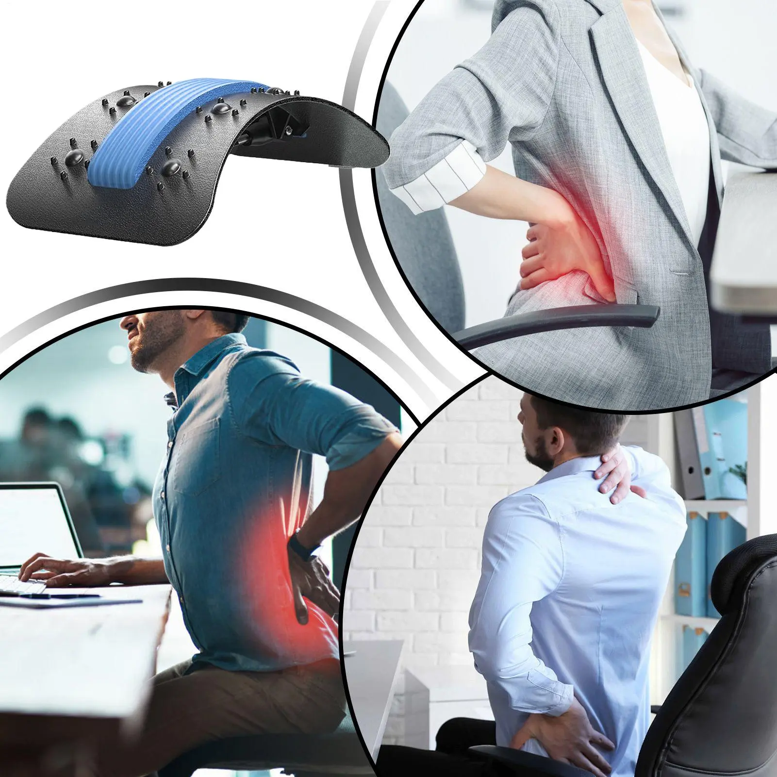 Lumbar Back Stretcher Lower Back Cracking Device Lumbar Massager Ergonomic Traction Device For Chair Exercise Men Women Athletes