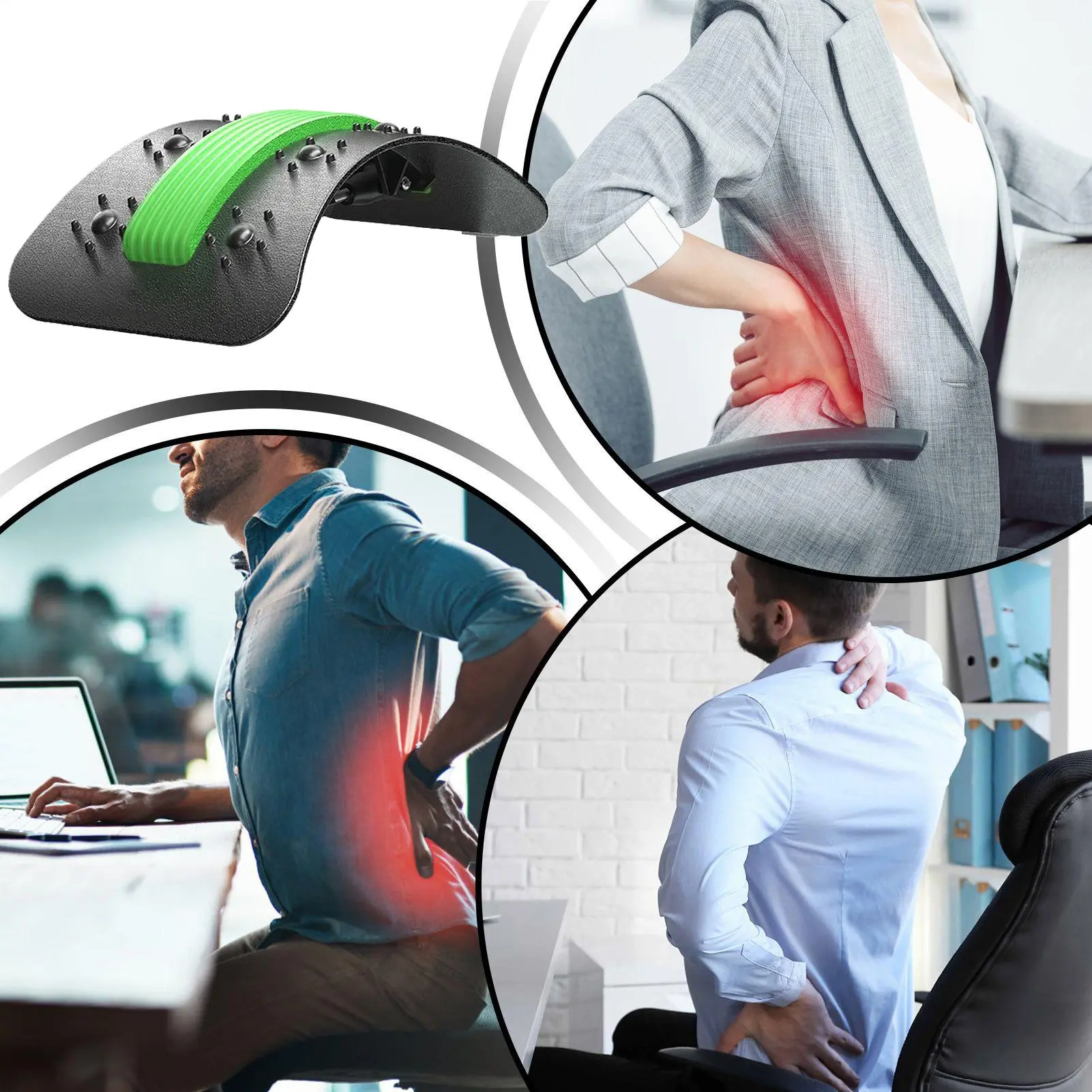 Lumbar Back Stretcher Lower Back Cracking Device Lumbar Massager Ergonomic Traction Device For Chair Exercise Men Women Athletes