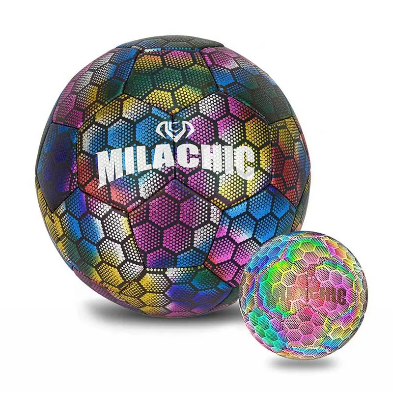 Reflective Soccer Ball Luminous Footballs Night Glowing Soccer 4/5 Ball Light Up Training Football Match Ball For Kids Children